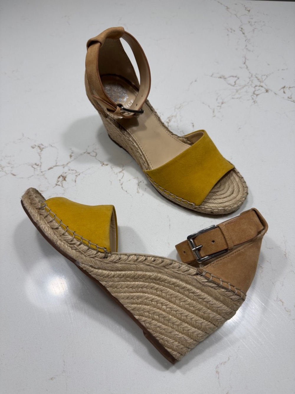 Vince Camuto Leera Tan and Espadrille Wedges Size 7